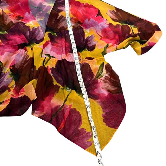 MELANIE LYNE Kimono Size Large Colourful Stretchy Waist at Back Short Sleeves - Picture 9 of 11
